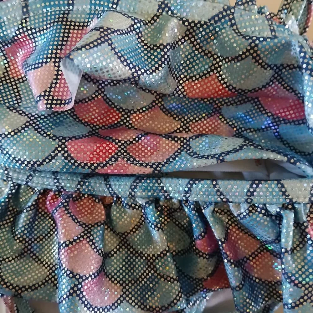 NWOT Gymboree Mermaid Print Ruffled 2-piece Swimsuit Set Baby Girl 0-3M Vacation
